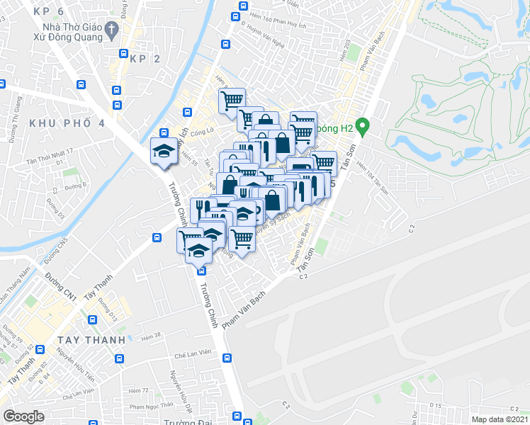 map of restaurants, bars, coffee shops, grocery stores, and more near Nguyễn Sỹ Sách in Tân Bình