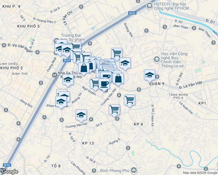 map of restaurants, bars, coffee shops, grocery stores, and more near in Ho Chi Minh City