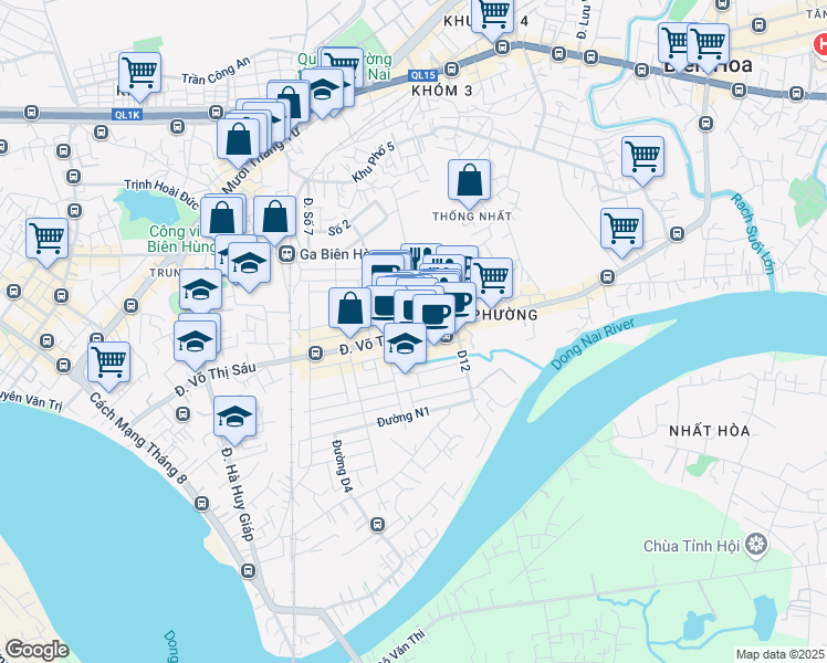 map of restaurants, bars, coffee shops, grocery stores, and more near Hẻm 512 Đồng Khởi in thành phố Biên Hòa