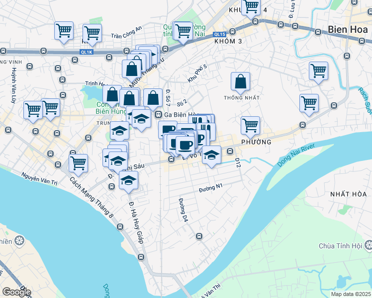 map of restaurants, bars, coffee shops, grocery stores, and more near Hẻm 512 Đồng Khởi in thành phố Biên Hòa