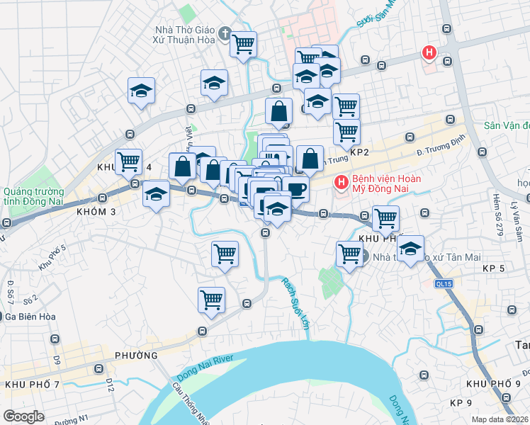 map of restaurants, bars, coffee shops, grocery stores, and more near 261 Võ Thị Sáu in tp. Biên Hòa