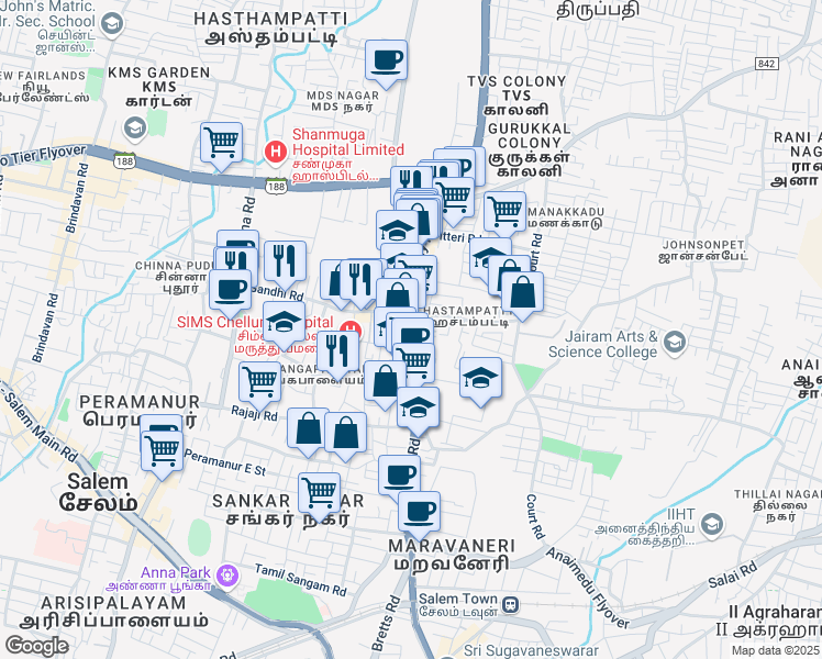map of restaurants, bars, coffee shops, grocery stores, and more near 80 Cherry Road in Salem
