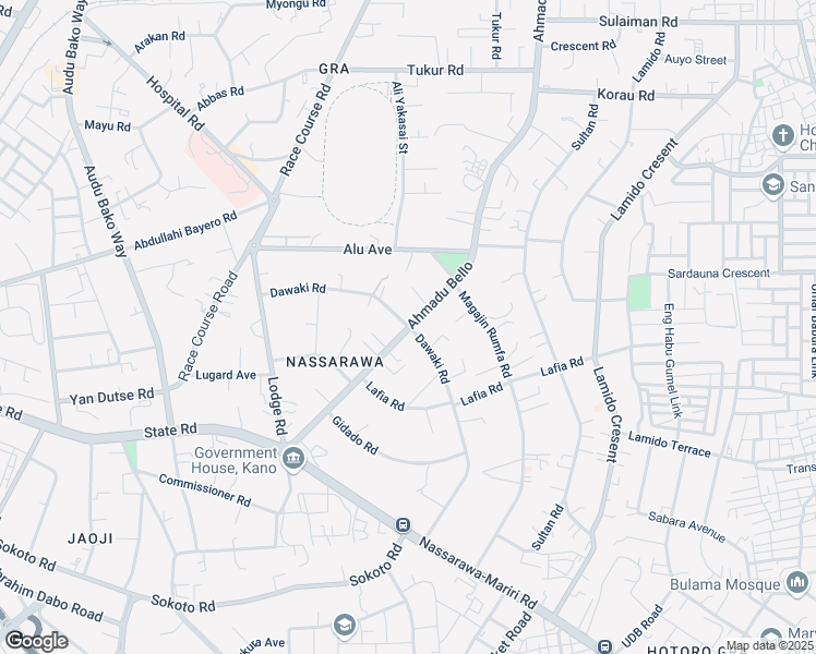 map of restaurants, bars, coffee shops, grocery stores, and more near Dawaki Road in Kano