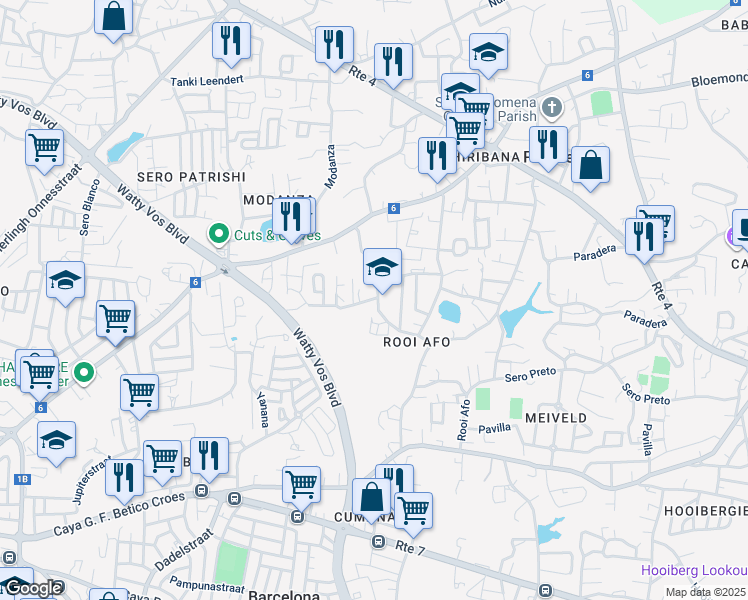 map of restaurants, bars, coffee shops, grocery stores, and more near in Oranjestad