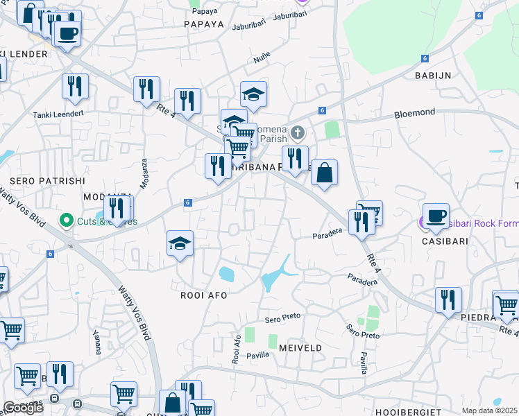map of restaurants, bars, coffee shops, grocery stores, and more near in Paradera