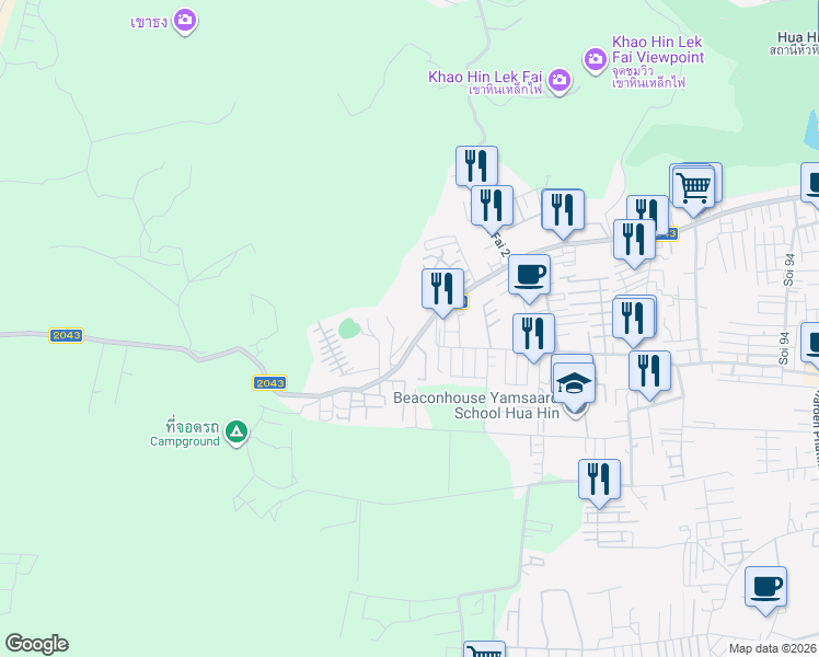 map of restaurants, bars, coffee shops, grocery stores, and more near 42 ซอยหัวหิน 88 in Hin Lek Fai