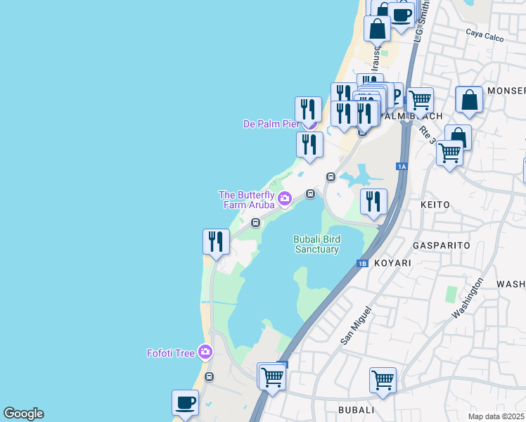 map of restaurants, bars, coffee shops, grocery stores, and more near in Noord