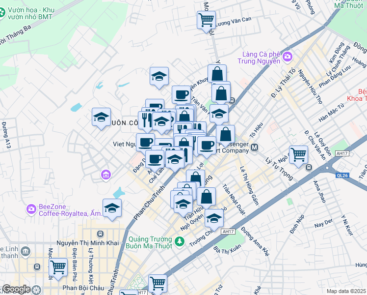 map of restaurants, bars, coffee shops, grocery stores, and more near 32 Trần Nhật Duật in Buon Ma Thuot