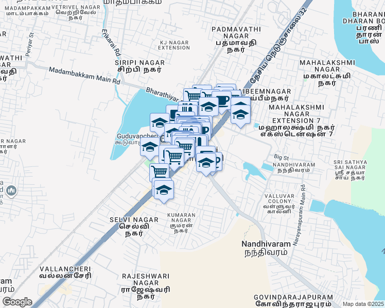 map of restaurants, bars, coffee shops, grocery stores, and more near in Guduvancheri