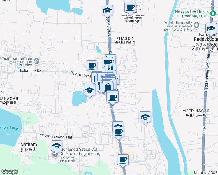 map of restaurants, bars, coffee shops, grocery stores, and more near in Navalur