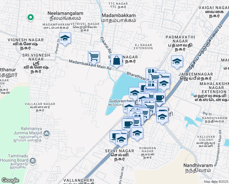 map of restaurants, bars, coffee shops, grocery stores, and more near in Guduvancheri