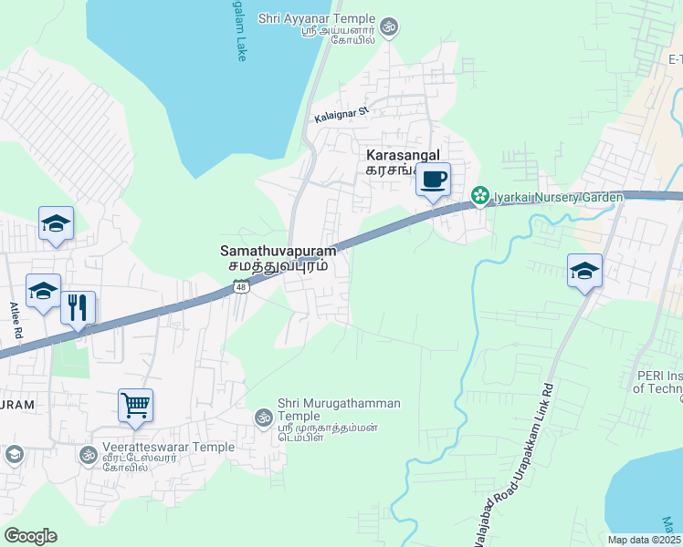 map of restaurants, bars, coffee shops, grocery stores, and more near Vandalur - Oragadam - Walajabad Road in Padappai