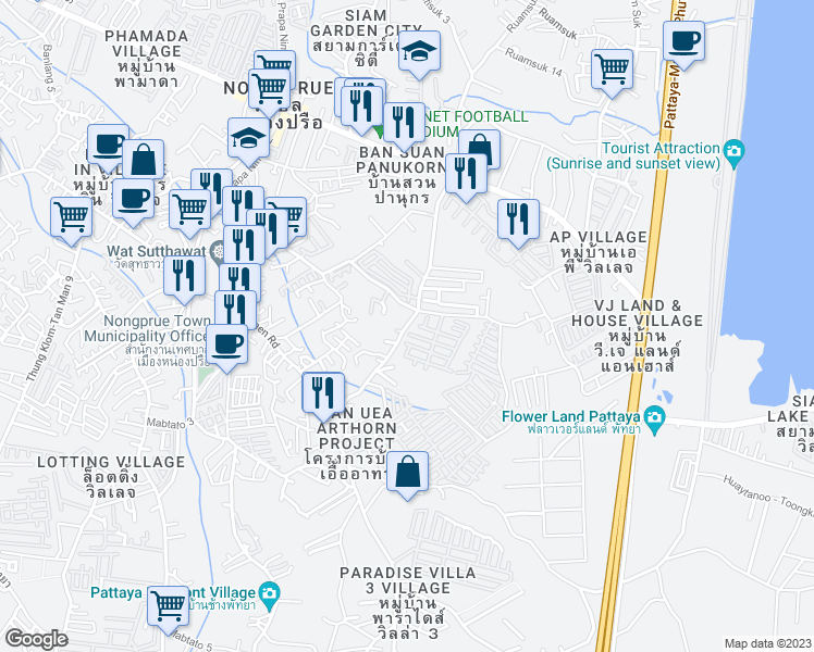 map of restaurants, bars, coffee shops, grocery stores, and more near Phon Prapha Nimit 26 in Muang Pattaya