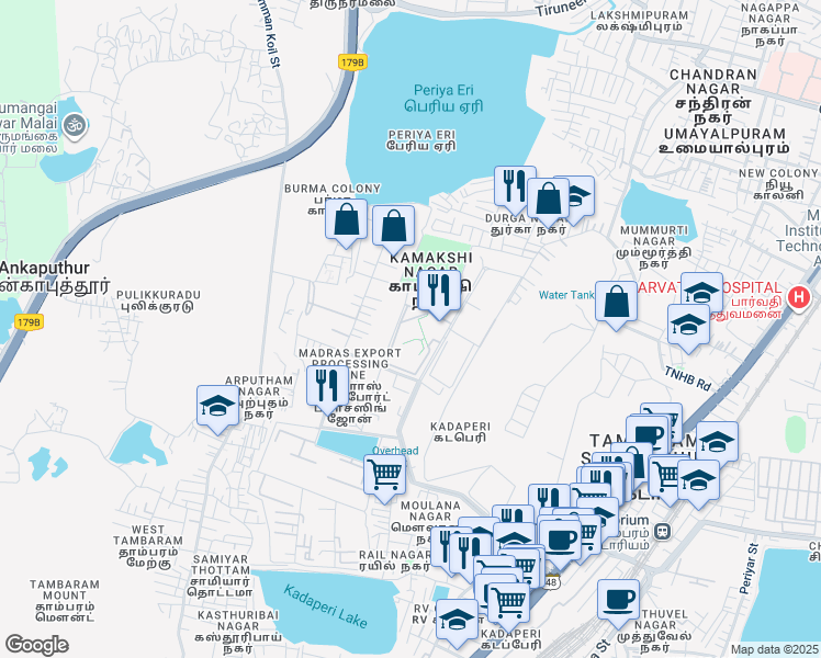 map of restaurants, bars, coffee shops, grocery stores, and more near 2nd Cross Street in Chennai