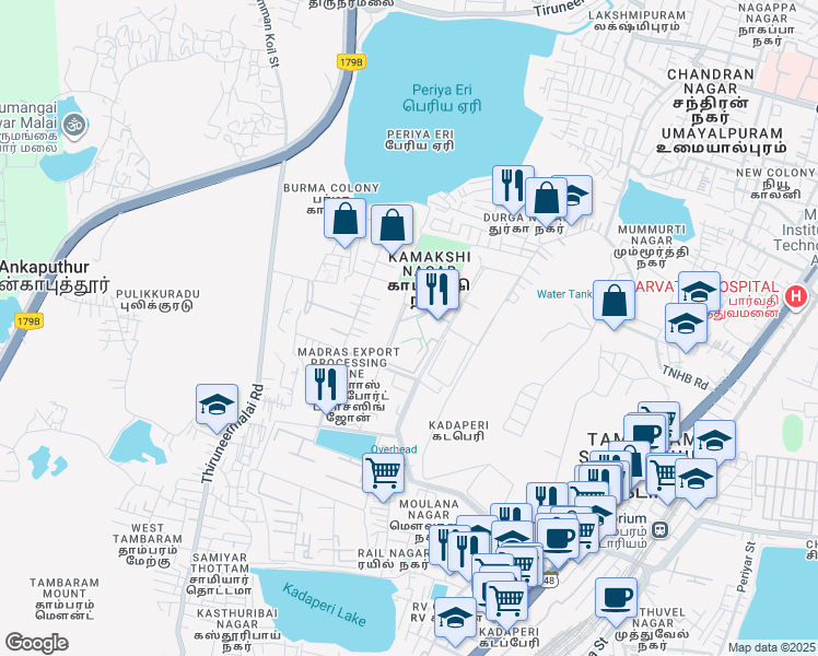 map of restaurants, bars, coffee shops, grocery stores, and more near 2nd Cross Street in Chennai