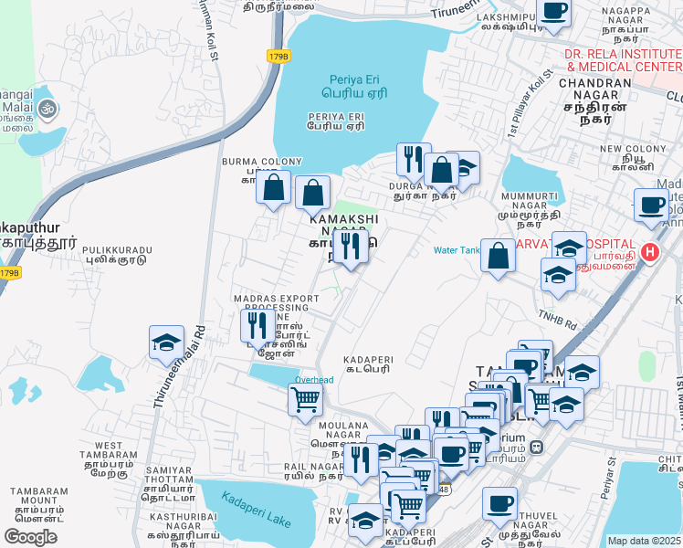 map of restaurants, bars, coffee shops, grocery stores, and more near 2nd Cross Street in Chennai