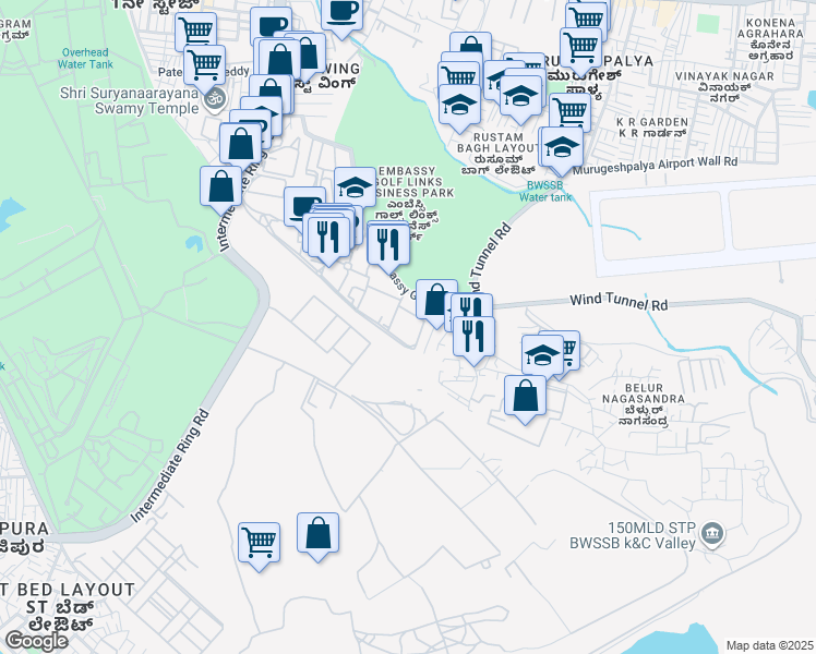 map of restaurants, bars, coffee shops, grocery stores, and more near in Bengaluru