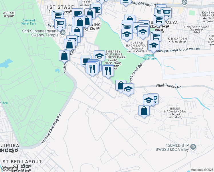 map of restaurants, bars, coffee shops, grocery stores, and more near in Bengaluru