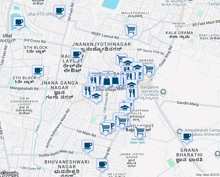 map of restaurants, bars, coffee shops, grocery stores, and more near in Bengaluru