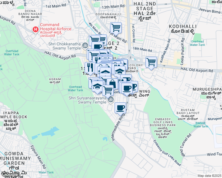 map of restaurants, bars, coffee shops, grocery stores, and more near in Bengaluru