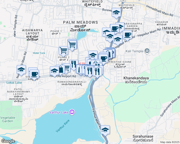 map of restaurants, bars, coffee shops, grocery stores, and more near in Bengaluru
