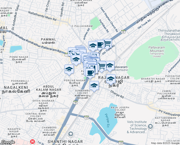 map of restaurants, bars, coffee shops, grocery stores, and more near in Chennai