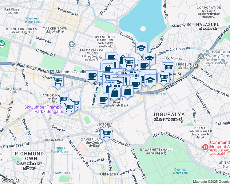 map of restaurants, bars, coffee shops, grocery stores, and more near in Bengaluru