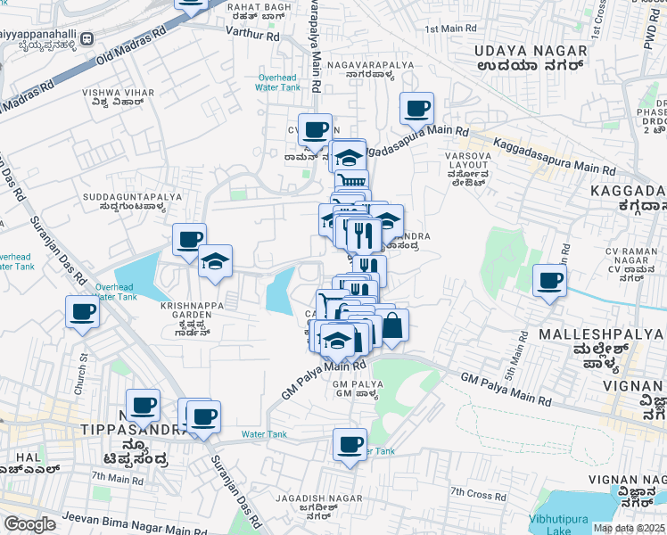 map of restaurants, bars, coffee shops, grocery stores, and more near in Bengaluru