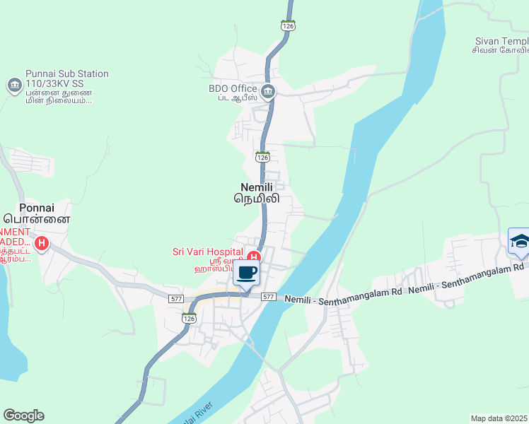 map of restaurants, bars, coffee shops, grocery stores, and more near State Highway 126 in Nemili