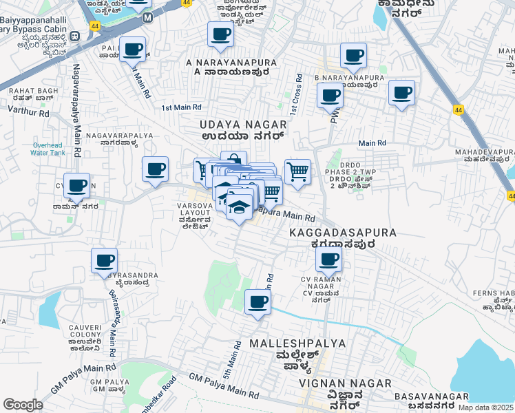 map of restaurants, bars, coffee shops, grocery stores, and more near #20,opp. 6th cross,Delphina complex, 2nd floor,'above snap fitness' Kaggadasapura Main Rd in Bangalore