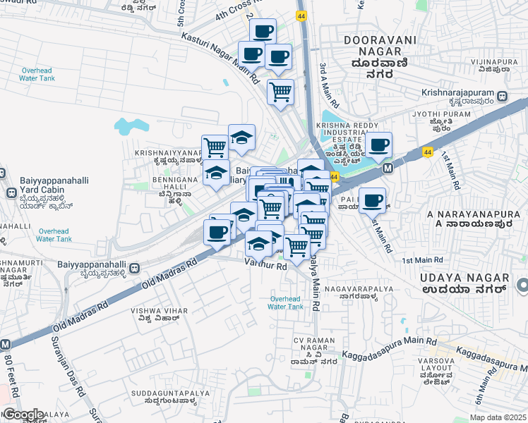 map of restaurants, bars, coffee shops, grocery stores, and more near 3 Swami Vivekananda Road in Bengaluru