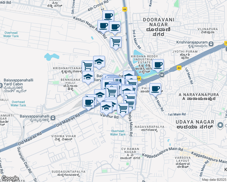 map of restaurants, bars, coffee shops, grocery stores, and more near 3 Swami Vivekananda Road in Bengaluru