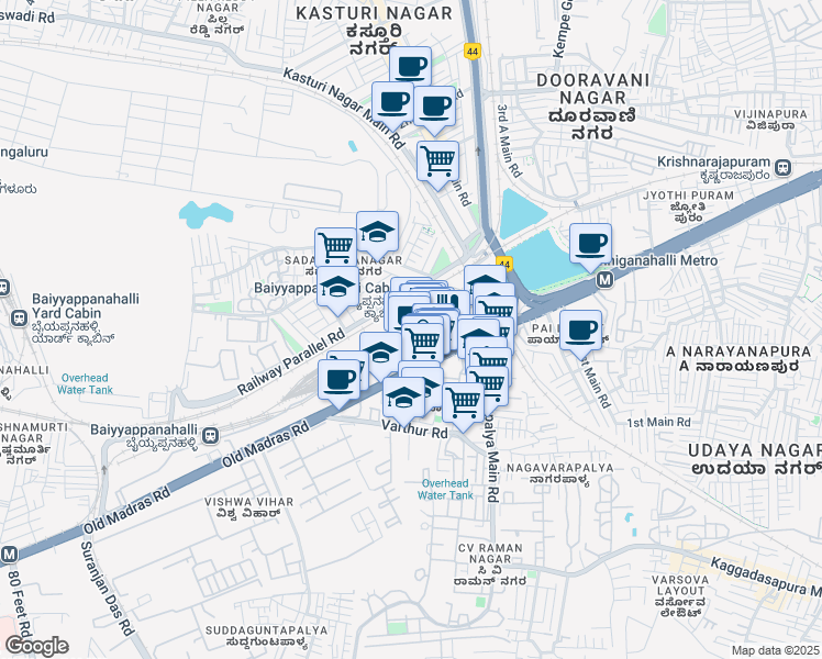 map of restaurants, bars, coffee shops, grocery stores, and more near in Bengaluru