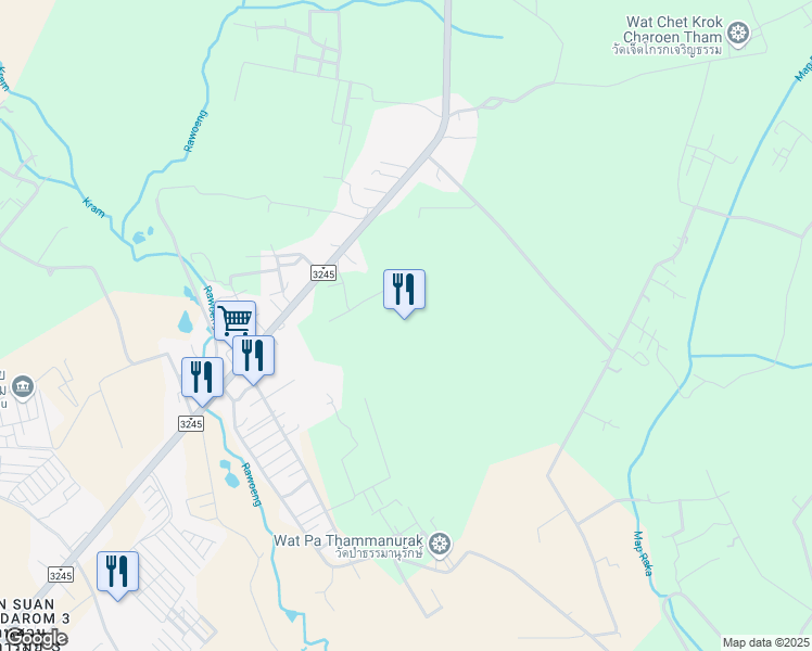 map of restaurants, bars, coffee shops, grocery stores, and more near 3191 in Tambon Pluak Daeng
