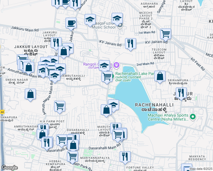 map of restaurants, bars, coffee shops, grocery stores, and more near in Bengaluru
