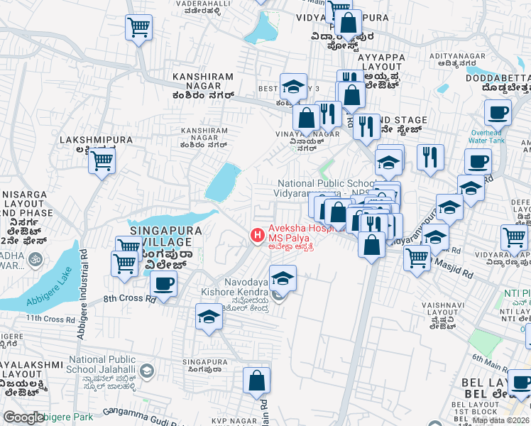 map of restaurants, bars, coffee shops, grocery stores, and more near 3rd Main Road in Bengaluru