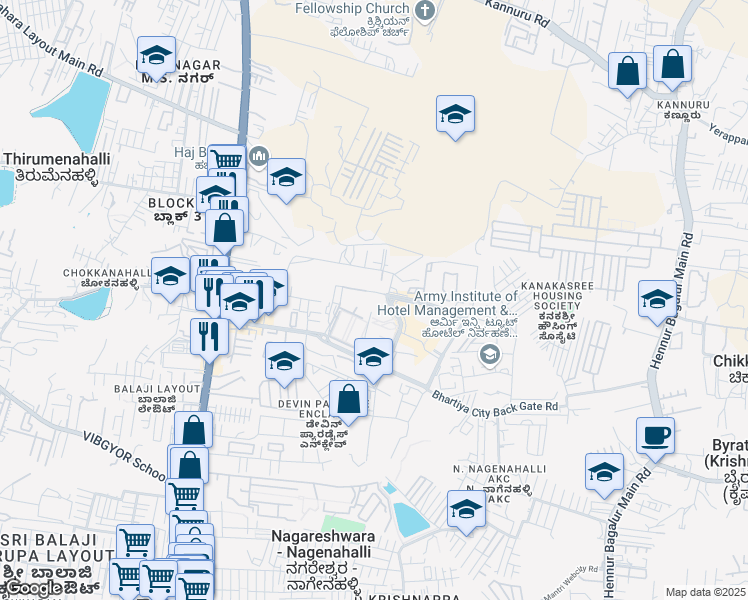 map of restaurants, bars, coffee shops, grocery stores, and more near in Bengaluru