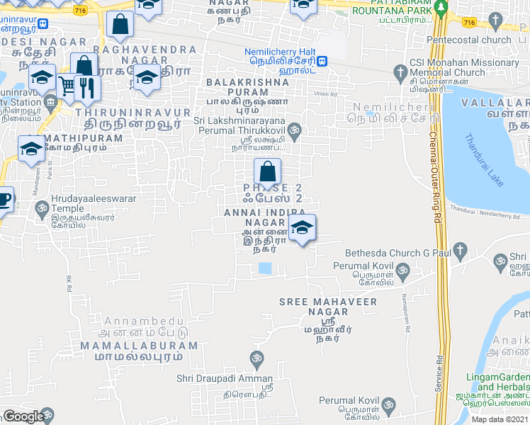 map of restaurants, bars, coffee shops, grocery stores, and more near in Tiruvallur