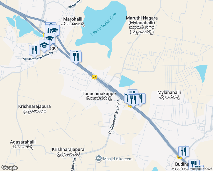 map of restaurants, bars, coffee shops, grocery stores, and more near National Highway 4 in Bangalore Division