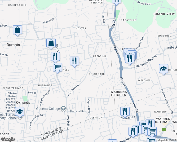 map of restaurants, bars, coffee shops, grocery stores, and more near in Durants