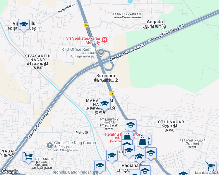 map of restaurants, bars, coffee shops, grocery stores, and more near in Chennai