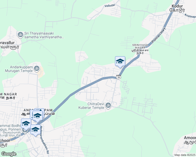 map of restaurants, bars, coffee shops, grocery stores, and more near Taluk in Thatchoor