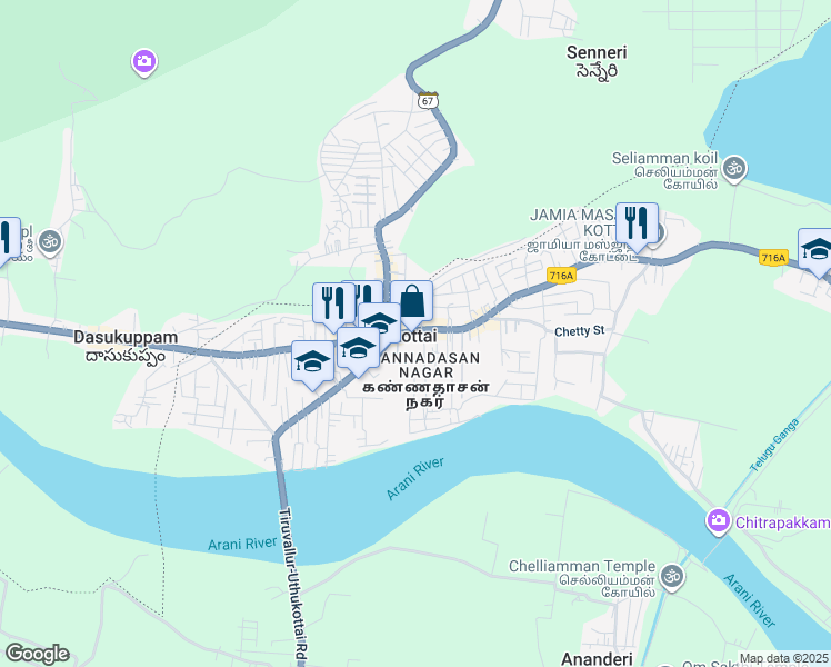 map of restaurants, bars, coffee shops, grocery stores, and more near in Uthukkottai