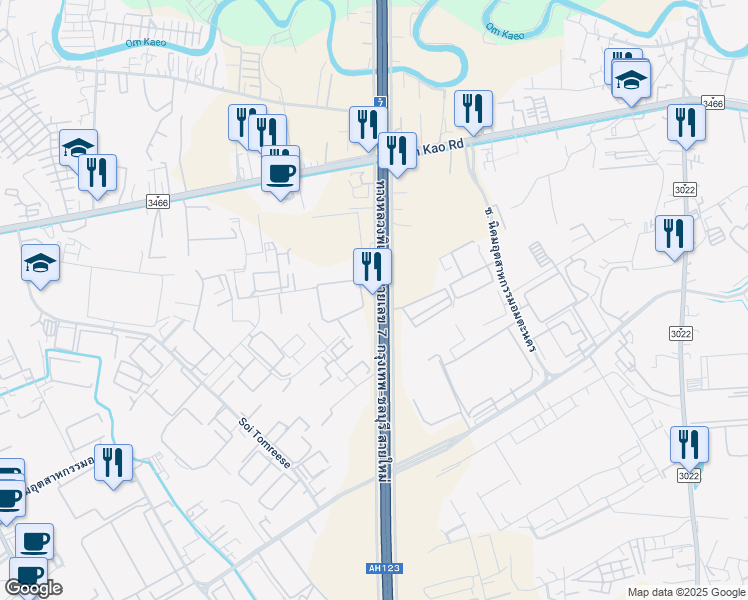 map of restaurants, bars, coffee shops, grocery stores, and more near ทางหลวงพิเศษหมายเลข 7 in Tambon Ban Kao