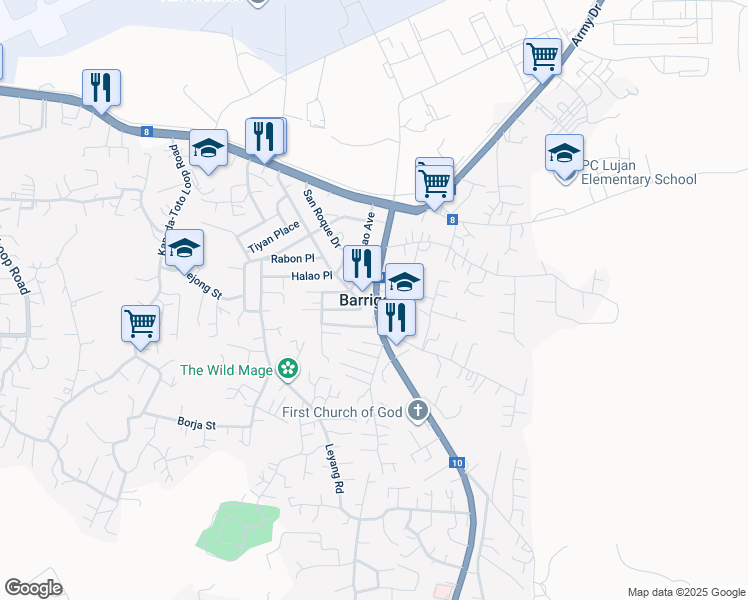 map of restaurants, bars, coffee shops, grocery stores, and more near in Barrigada