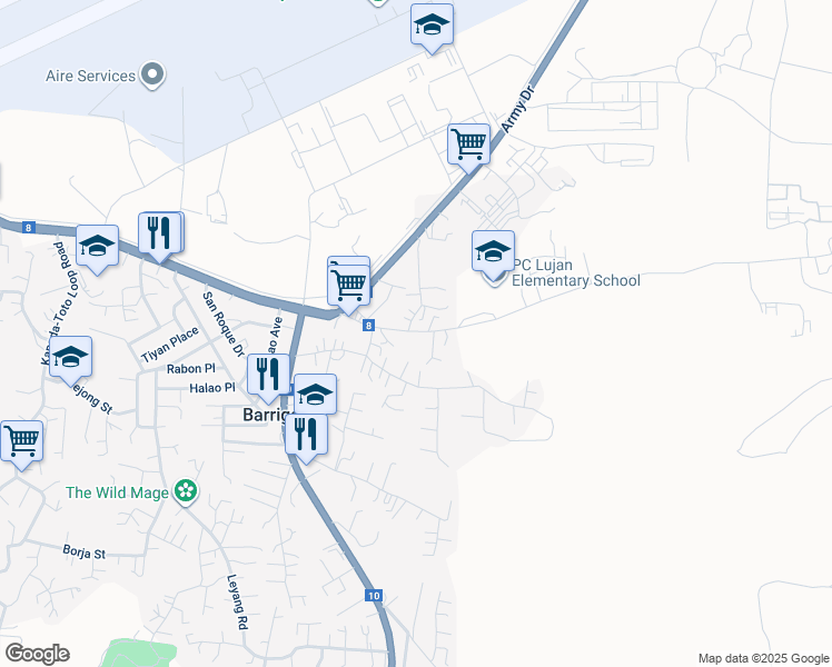 map of restaurants, bars, coffee shops, grocery stores, and more near in Barrigada
