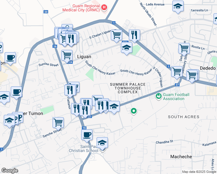 map of restaurants, bars, coffee shops, grocery stores, and more near in Dededo
