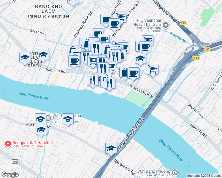 map of restaurants, bars, coffee shops, grocery stores, and more near in 