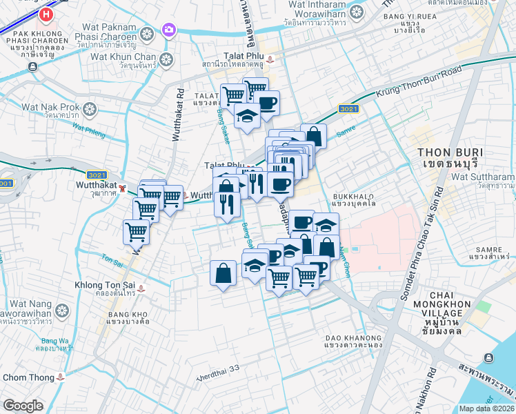 map of restaurants, bars, coffee shops, grocery stores, and more near in Bangkok