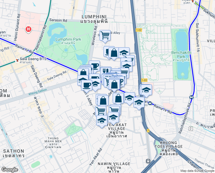 map of restaurants, bars, coffee shops, grocery stores, and more near in 